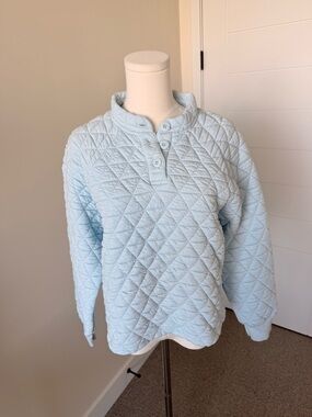 Sanctuary Light Blue Quilted Henley Pullover